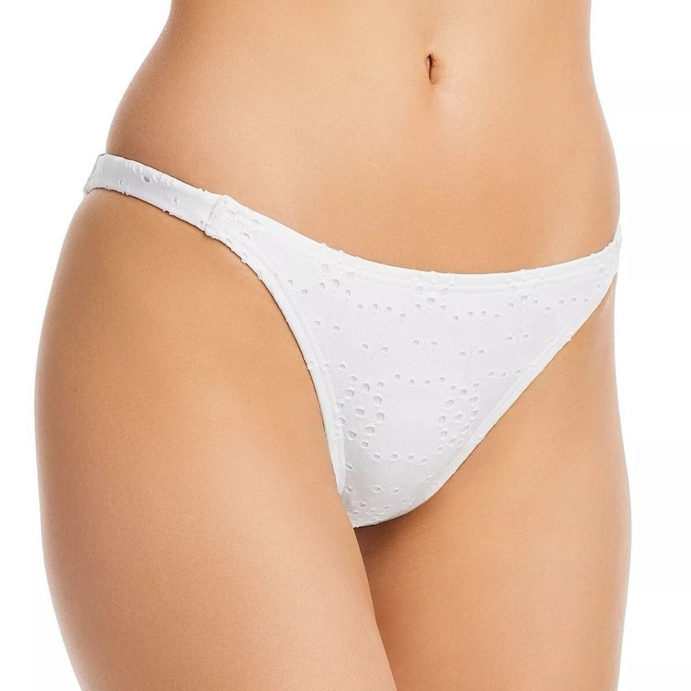 Aqua White Eyelet Bikini Bottom